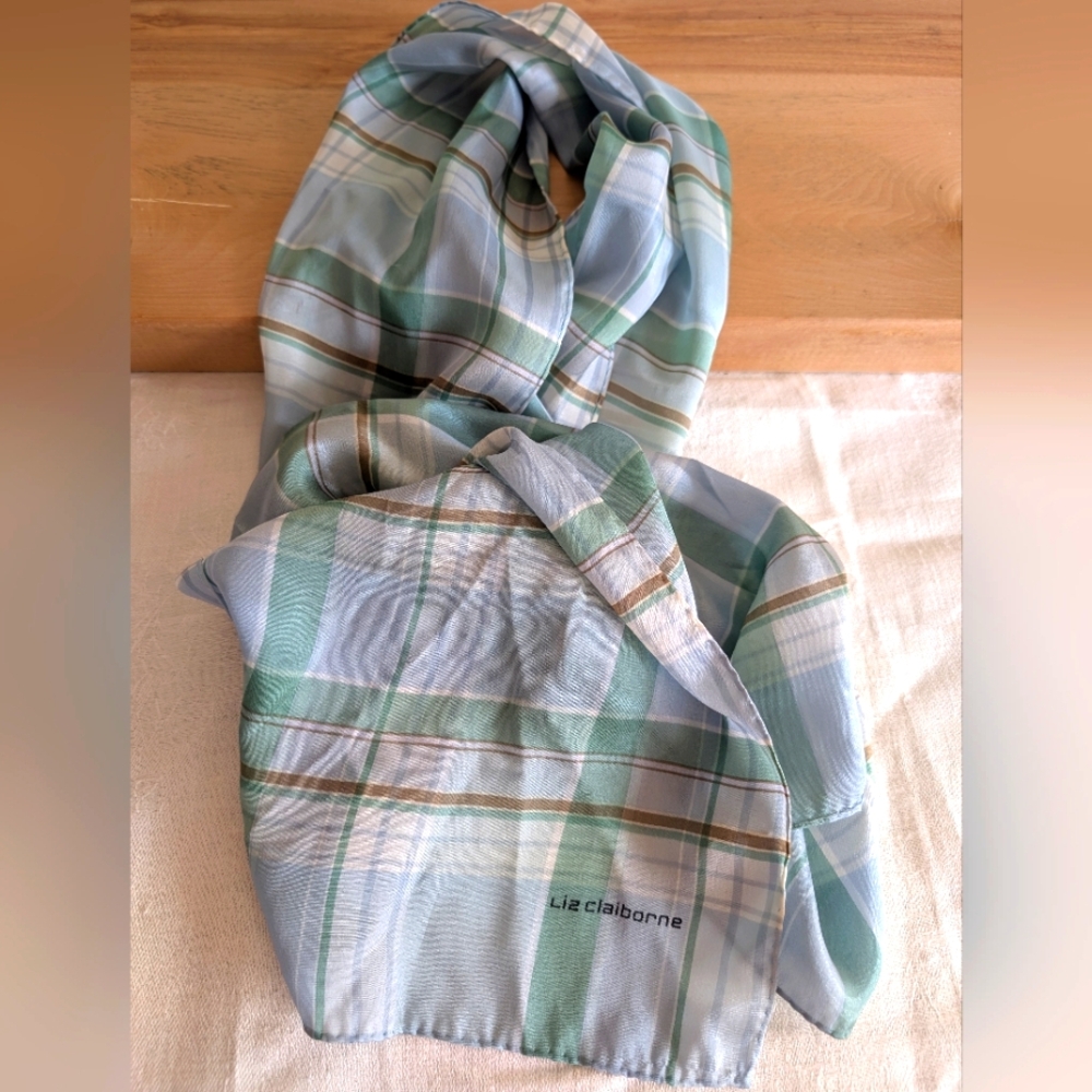 Vintage Liz Claiborne Silk Plaid Scarf